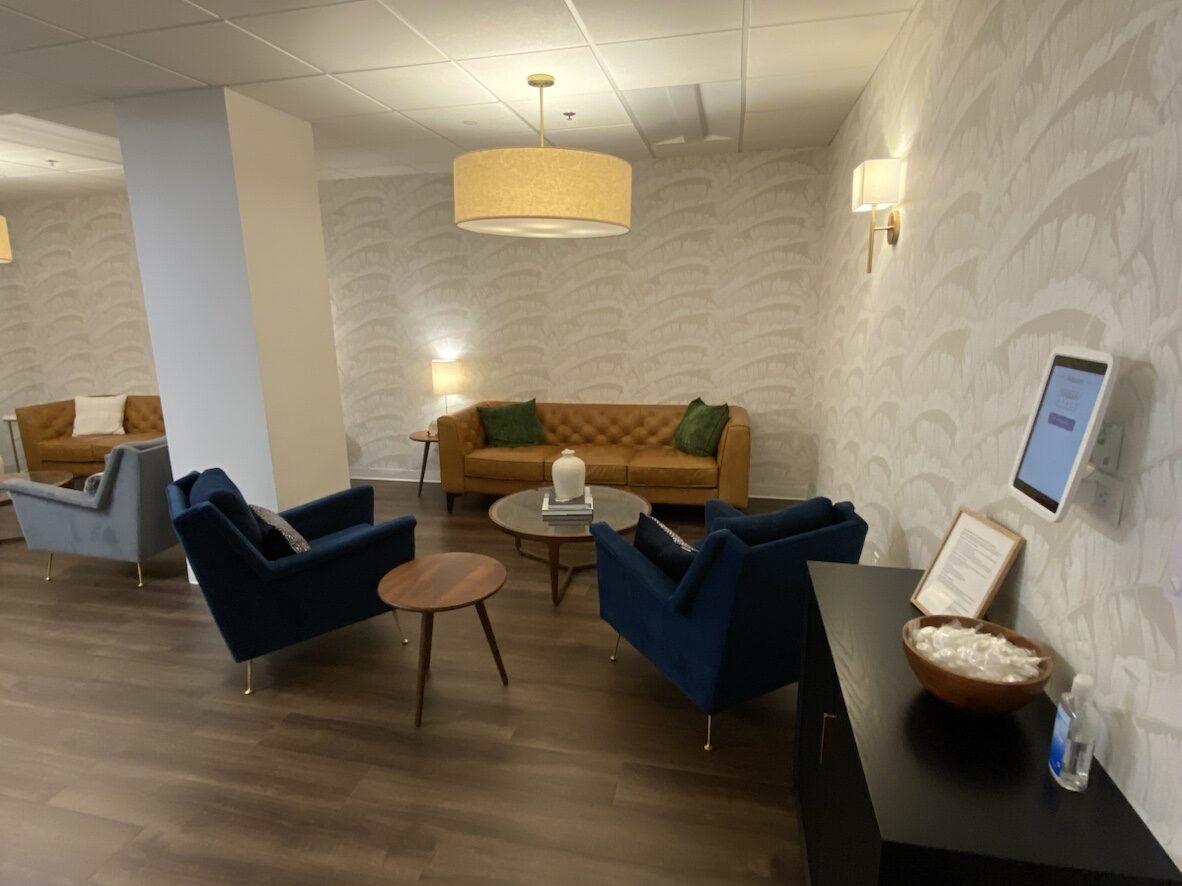 Waiting room at the Dallas therapy suite